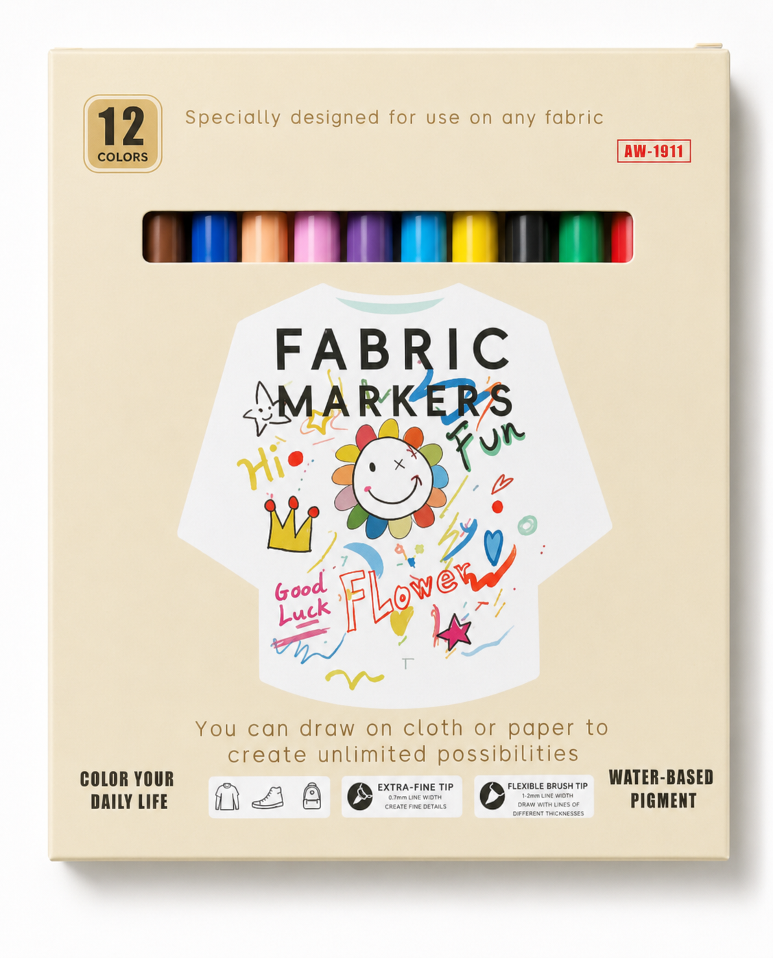 Fabric Markers Pack - 12 Colours